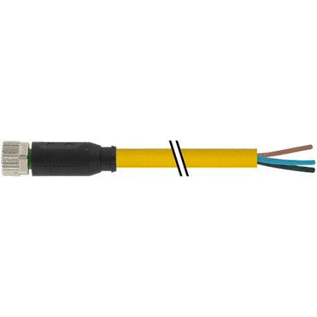 7000-08041-0102000 MURRELEKTRONIK M8 hembra 0° con cable PVC 3x0.25 amarillo UL/CSA 20m