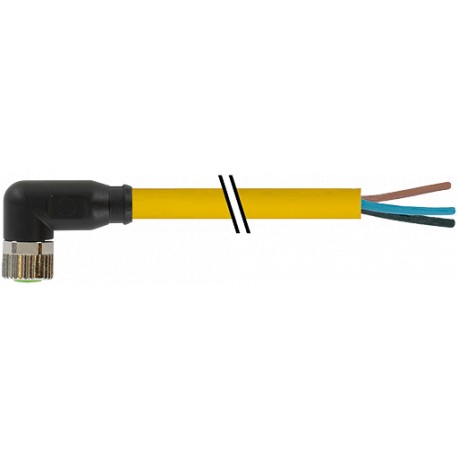 7000-08081-0101000 MURRELEKTRONIK M8 hembra 90° con cable PVC 3x0.25 amarillo UL/CSA 10m