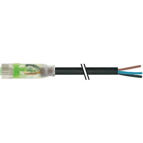 7000-08111-6200300 MURRELEKTRONIK M8 female 0° LED with cable PUR 3x0,25 black UL,CSA 3m