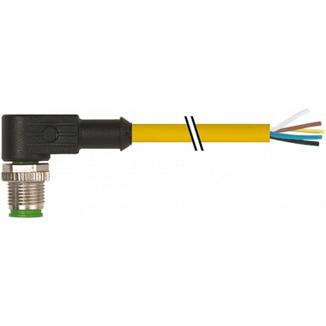 7000-12121-1260300 MURRELEKTRONIK M12 maschio 90° 5 poli con cavo PUR 5X0.34 giallo UL/CSA + catena portacav..