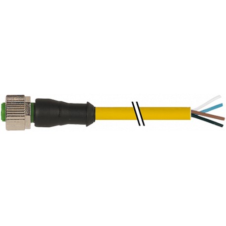 7000-12221-0340030 MURRELEKTRONIK M12 fêmea 0° com cabo PUR 4x0.34 amarelo UL/CSA + cadeia porta-cabos 0,3m