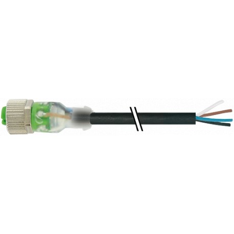 7000-12291-6145000 MURRELEKTRONIK M12 female 0° with cable + LED PVC 4X0.34 black UL/CSA 50m