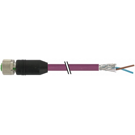 7000-14061-8400030 MURRELEKTRONIK M12 female 0° B-coded with cable, Profibus PUR 1x2xAWG24 shielded violet U..