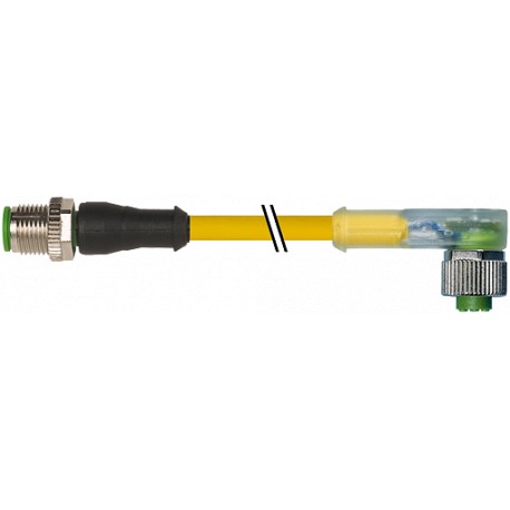 7000-40341-0340060 MURRELEKTRONIK M12 male 0° / M12 female 90° LED PUR 4X0.34 yellow UL/CSA, drag chain 0.6m