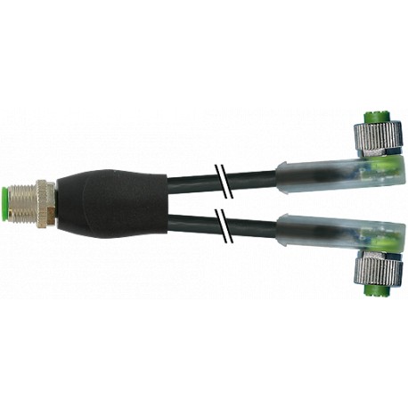 7000-40781-6330030 MURRELEKTRONIK M12 Y-distributor / M12 female 90° LED PUR 3X0.34 black UL/CSA, drag chain..