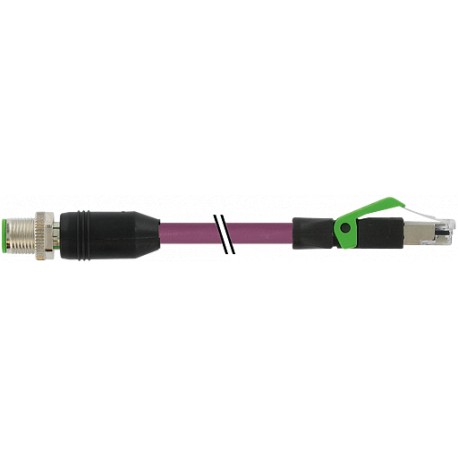 7000-44711-7980250 MURRELEKTRONIK M12 macho 0° / RJ45 macho 0° Ethernet PUR 2x2xAWG22 blindado violeta UL/CS..