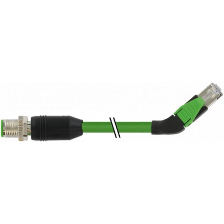 7000-44741-7960200 MURRELEKTRONIK M12 male 0° / RJ45, 45° left, Ethernet PUR 2x2xAWG22 shielded green UL,CSA..