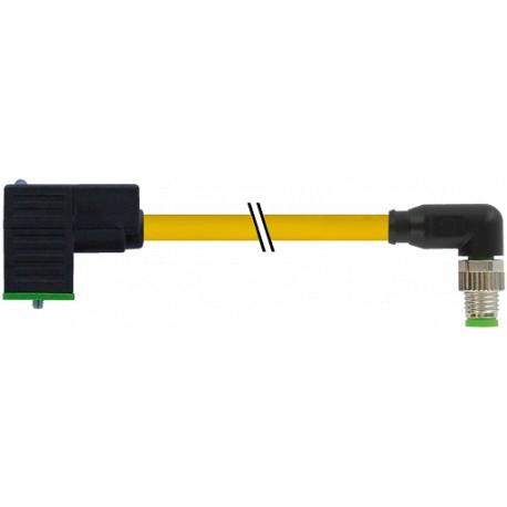 7000-88451-0130200 MURRELEKTRONIK M8 male 90° / MSUD valve plug form C 8 mm(SMALL) PVC 3X0.34 yellow, 2m