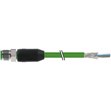 7002-14541-7960300 MURRELEKTRONIK M12 macho 0° D-cod. con cable EN V2A PUR 2x2xAWG22 apantallado verde UL/CS..