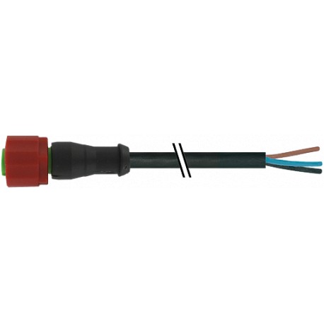 7023-20101-6260300 MURRELEKTRONIK M12 230V hembra 0° con cable 3 polos C-cod. PUR 3X0.75 negro 3m