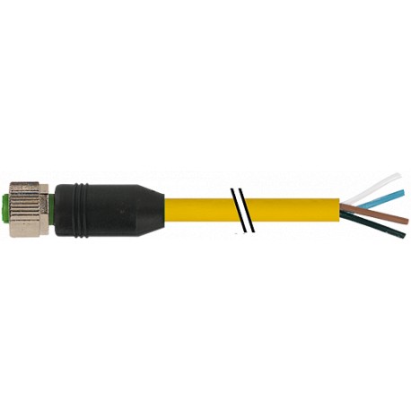 7700-12221-1500100 MURRELEKTRONIK M12 женский 0° с кабелем TPE 4xAWG18/41 желтый UL,CSA + кабельная цепь 1m