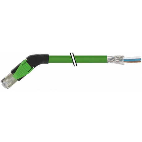 7000-74161-7960060 MURRELEKTRONIK RJ45 male 45° left, with cable, Ethernet PUR 2x2xAWG22 shielded green UL,C..