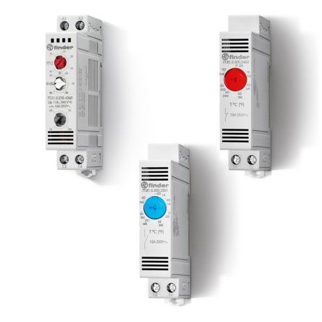7T8100002402PAS FINDER Serie 7T termostato a telaio per controllo termico, 1NC, temperatura regolabile, da -..