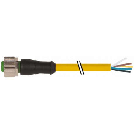 7000-12241-1269000 MURRELEKTRONIK M12 female 0° A-cod. with cablePUR 5x0.34 ye UL/CSA+drag ch. 90m