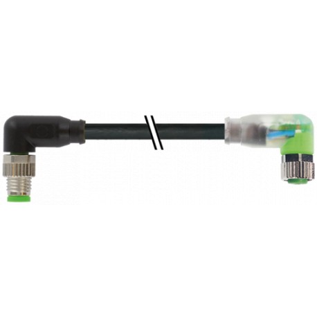 7000-88101-6300020 MURRELEKTRONIK M8 Stecker 90° / M8 Buchse 90° LEDPUR 3x0,25 bk UL/CSA+Schleppkette 0,2m