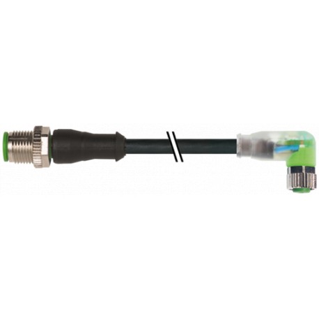 7000-40641-6100600 MURRELEKTRONIK M12 macho 0° / M8 fêmea 90° A-bacalhau. LEDPVC 3x0.25 bk UL/CSA 6.0m