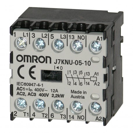 J7KNU-05-10 90 J7KN9797A 668209 OMRON Microcontator, 3 polos (NA) + 1NA, 2,2 kW 12A AC1 (até 440 V), 90 VAC
