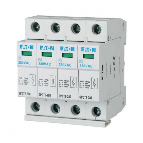 SPCT2-280/4 167596 EATON ELECTRIC Protección de sobretensiones con cartuchos, 4P, 280VAC, 4 x 20 kA