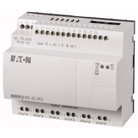 EASY819-AC-RCX 256268 0004520974 EATON ELECTRIC Control relay, 100-240VDC, 12DI, 6DO relays, time, expandabl..