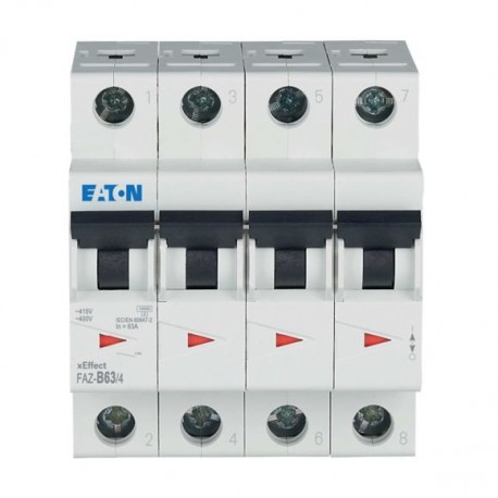 FAZ-B63/4 279041 EATON ELECTRIC FAZ-B63/4 Disjoncteur modulaire, 63A, 4p, courbe B, AC