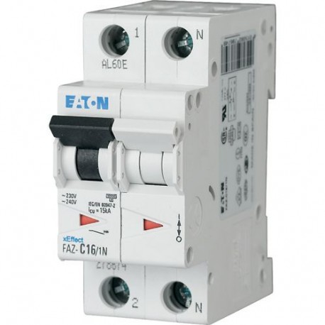 FAZ-C16/1N 278674 EATON ELECTRIC Over current switch, 16A, 1Np, C-Char, AC