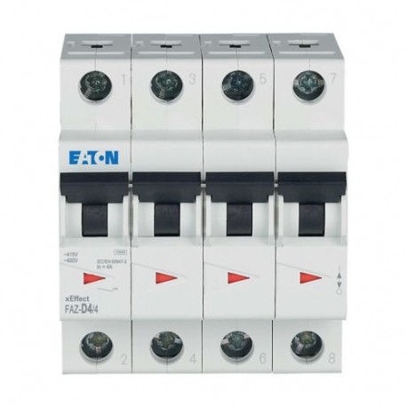 FAZ-D4/4 279076 EATON ELECTRIC Miniature circuit breaker (MCB), 4A, 4p, type D characteristic
