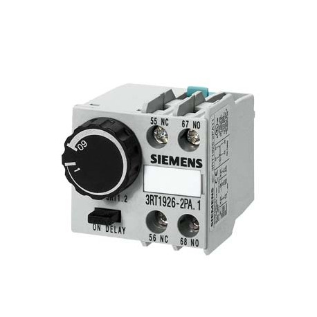 3RT1926-2PA01 SIEMENS PNEUMATIQUES BLOC TIMING RELAY RÉPONSE-DELAYED 0,1 ... 30 S 1NO + 1NC Snap ON 3RT1.2