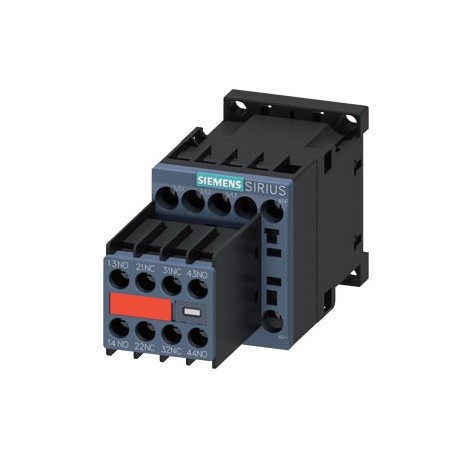 3RT2015-1FB44-3MA0 SIEMENS Contactor de potencia, AC-3 7 A, 3 kW/400 V 2 NA + 2 NC, 24 V DC con diodo integr..