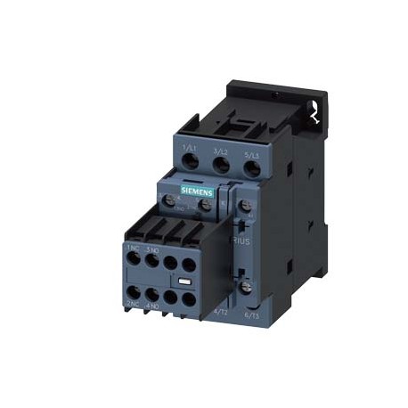 3RT2025-1AB04 SIEMENS Contactor de potencia, AC-3 17 A, 7,5 kW/400 V 2 NA + 2 NC, 24 V AC, 50 Hz, 3 polos, t..