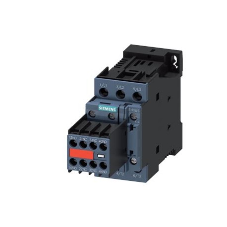 3RT2025-1FB44-3MA0 SIEMENS CONTACTOR, AC-3, 7.5KW/400V, 2NO+2NC, DC 24V, W. PLUGGED-IN DIODE ASSEMBLIES 3-PO..