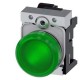 3SU1152-6AA40-3AA0 SIEMENS Indicator lights, 22 mm, round, metal, shiny, green, lens, smooth, with holder, L..