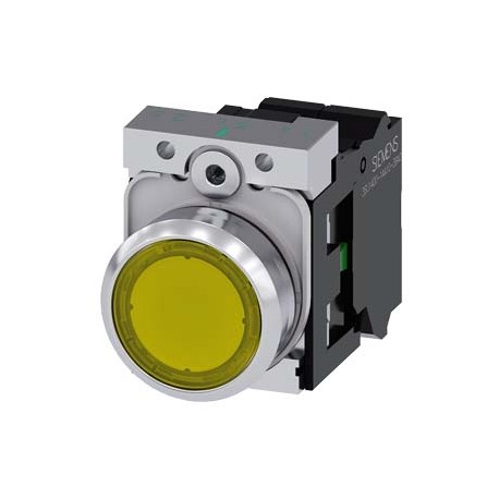 3SU1153-0AB30-3BA0 SIEMENS bouton-poussoir lumineux, 22 mm, rond, le métal, brillant, jaune, Bouton, plat, s..