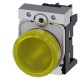 3SU1156-6AA30-1AA0 SIEMENS Indicator lights, 22 mm, round, metal, shiny, yellow, lens, smooth, with holder, ..