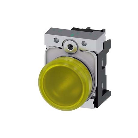 3SU1156-6AA30-1AA0 SIEMENS Indicator lights, 22 mm, round, metal, shiny, yellow, lens, smooth, with holder, ..