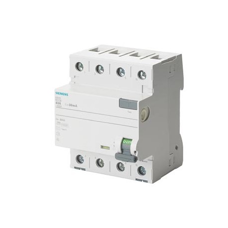 5SV3647-6 SIEMENS interruptor diferencial, 4 polos, Tipo A, Entrada: 80 A, 300 mA, Un AC: 400 V