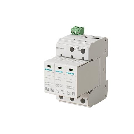 5SD7413-3 SIEMENS Lightning conductor T1/T2, UN 240/400 V, UC 335 V A.C., pluggable protective modules, 3+0 ..