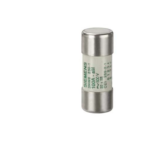 3NW8220-1 SIEMENS SENTRON, cartucho fusible cilíndrico, 22 × 58 mm, 50 A, aM, Un AC: 690 V