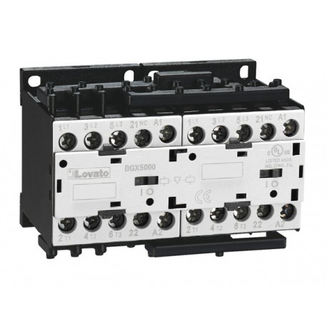 11BGR1201A23060 LOVATO REVERSING CONTACTOR ASSEMBLY, AC COIL, EXTERNAL INTERLOCK WITH POWER AND AUXILIARY WI..