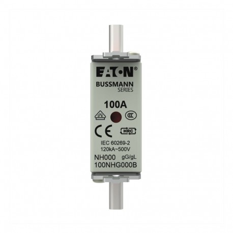 100NHG000B NH FUSE 100A 500V GL/GG SIZE 000 DUAL IN EATON