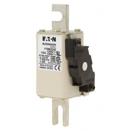 FUSE 125A 1250V 1*KN/110 AR CU 170M3242 EATON ELECTRIC Fuse-link, high speed, 125 A, AC 1250 V, compact size..