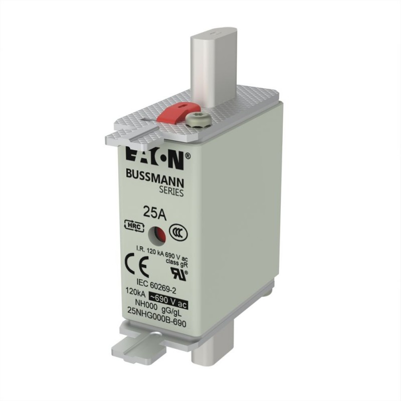 NH FUSE 25A 690V SIZE 000 GG MGL 25NHG000B-690 EATON ELECT..