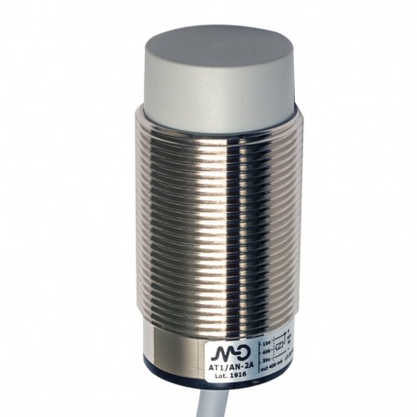 AT1/A0-4A MICRO DETECTORS Capteur inductif M30 non blindé, NO, câble de 2m axial