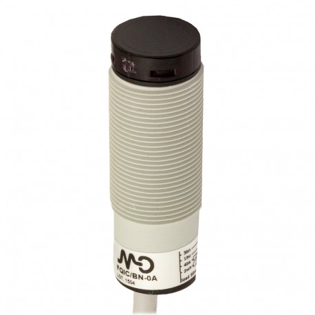 FQI8/BN-0A MICRO DETECTORS Sensor fotoelétrico Axial difuso 1000 mm reg. NPN NO +NC de plástico, Cabo de 2m ..