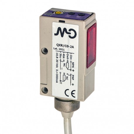 QX3/A0-2A MICRO DETECTORS Sensor fotoeléctrico difuso 300 mm 90° cable fibra óptica 2m