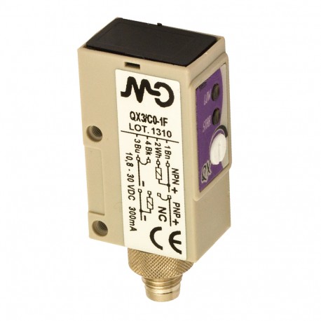 QXX/00-1F MICRO DETECTORS Sensor fotoeléctrico Emisor de la C/CK. 8 m axial óptica conector M8