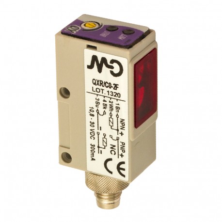 QXX/00-2F MICRO DETECTORS Фотоэлектрический датчик излучатель с/СК. 8 м 90° оптический разъем M8