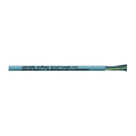 10019921 ÖLFLEX CLASSIC 110 H 18G0,75 N LAPP Halogen-free control cable, oil resistant and very flexible