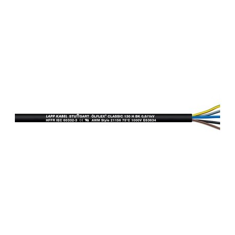 1123439 ÖLFLEX CLASSIC 130 H BK 0,6/1 kV 5G6 LAPP Безгалогеновые гибкие кабели 0,6/1 кВ, IEC 60332-3, IEC 61..