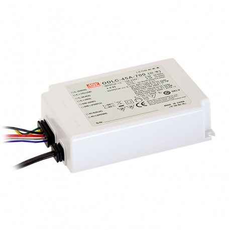 ODLC-45A-1050 MEANWELL Driver LED AC-DC à Courant Constant (CC) avec PFC, Entrée 90-295VAC, Sortie 43VDC / 1..