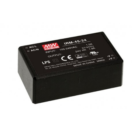 IRM-45-12 MEANWELL Fonte de alimentação comutada para circuito impresso, Entrada: 85-264VCA, Saída: 12VDC, 3..